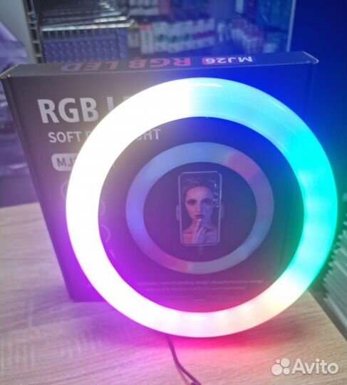 Цветная Кольцевая лампа MJ-26 с пультом - 26см