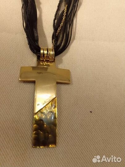 Колье из стекляруса и лент с 