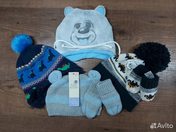 Шапка зимняя для мальчика 6-12 месяцев