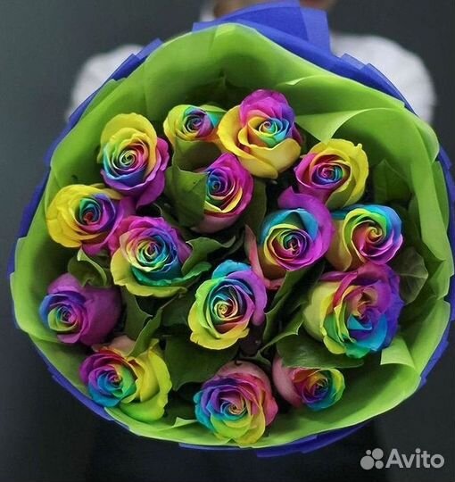 Радужные розы Доставка цветов