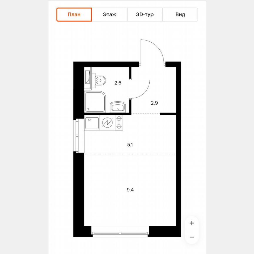Квартира-студия, 20 м², 6/12 эт.