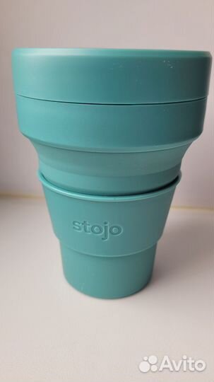 Складной стакан силиконовый с крышкой Stojo 355 мл