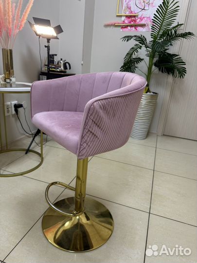 Барный велюровый стул