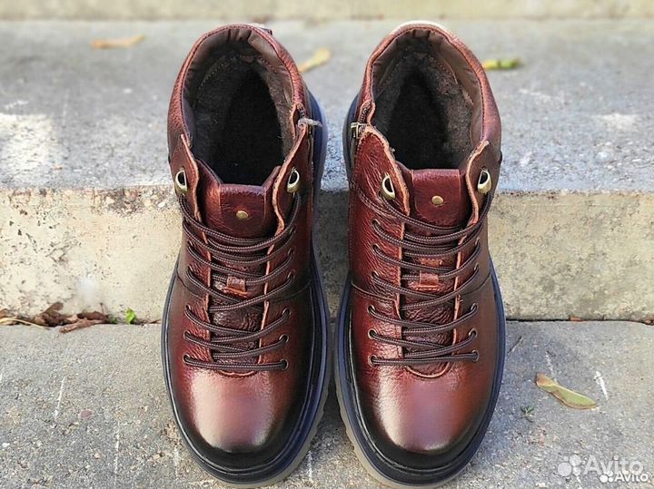 Ботинки кожаные зимние стиль Timberland ecco