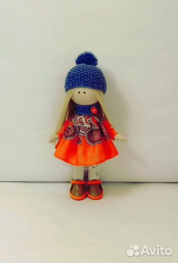 Кукла текстильная с зайчиком ручной работы