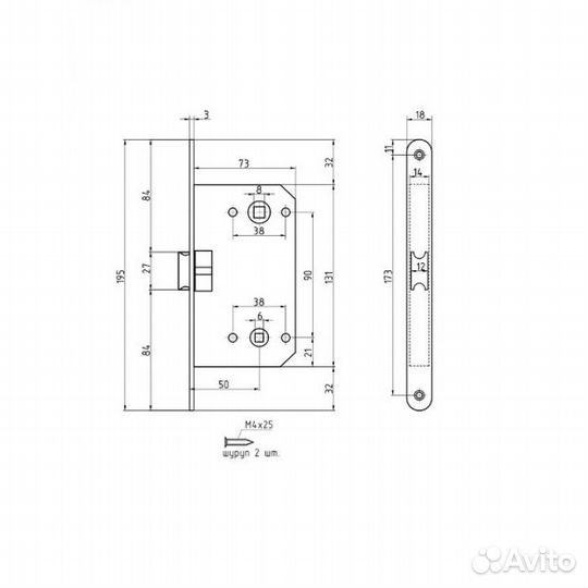 Корпус замка nora-M М13-90 мм. фиксатор ст. бронза