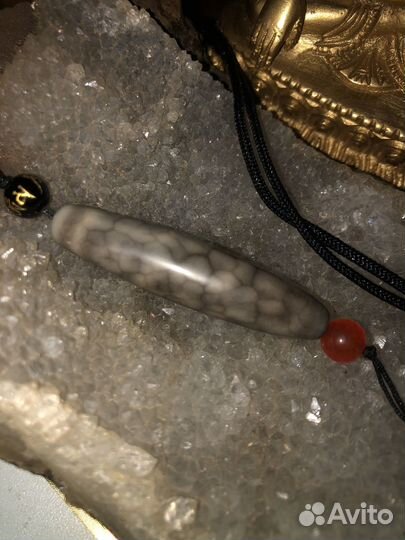 Бусина дзи 9 глаз ирбисовая старая