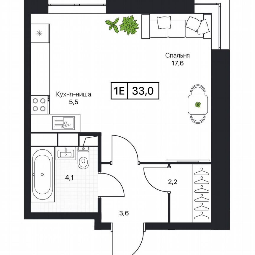 1-к. квартира, 33 м², 3/17 эт.