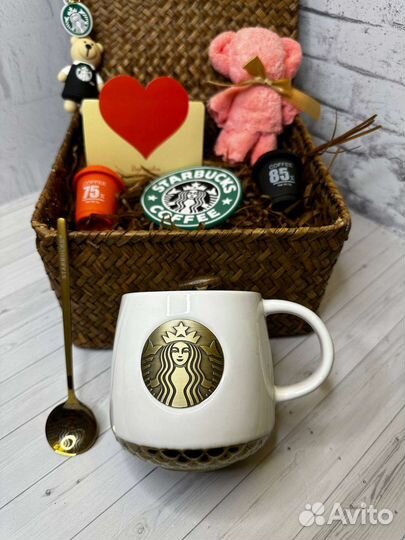 Кружка starbucks набор чашка ложка кофе брелок