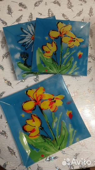 Тарелки квадратные стекло