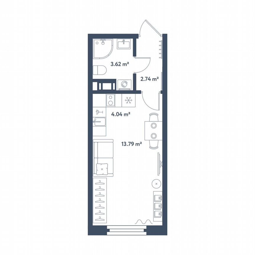 Квартира-студия, 24,2 м², 5/11 эт.