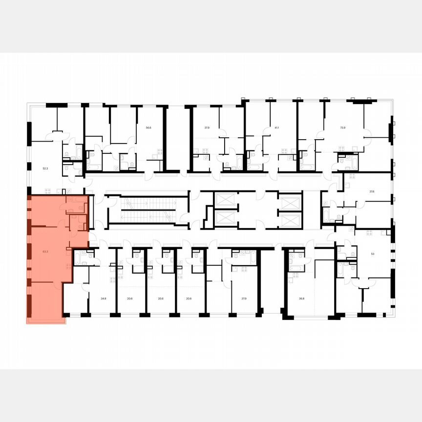 2-к. квартира, 63,3 м², 24/37 эт.