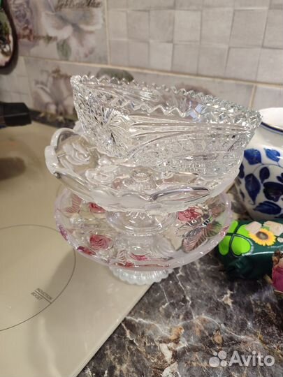 Ваза конфетница, салатницу, хрусталь