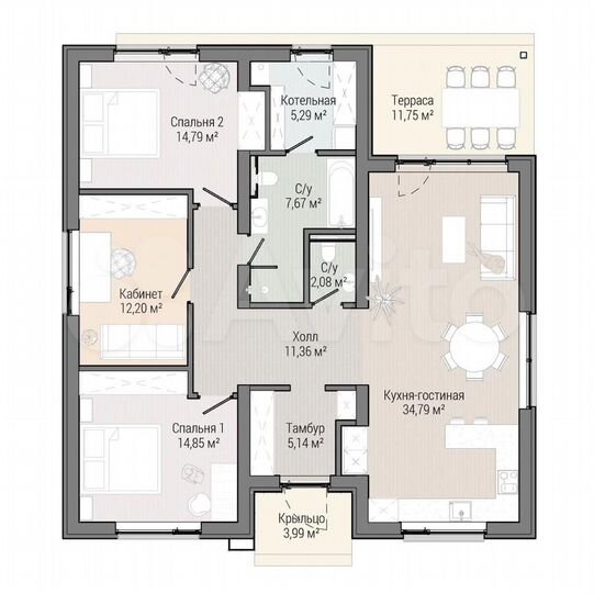 Дом 124 м² на участке 6,5 сот.