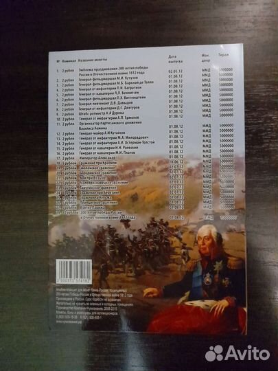 Монеты 200-летие победы 1812 года