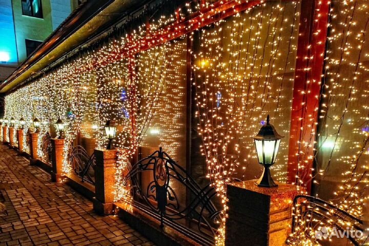 Электрогирлянды-занавесы мерцание или водопад