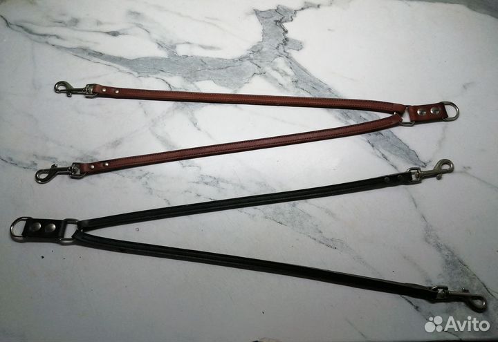 Сворка кожаная для двух собак