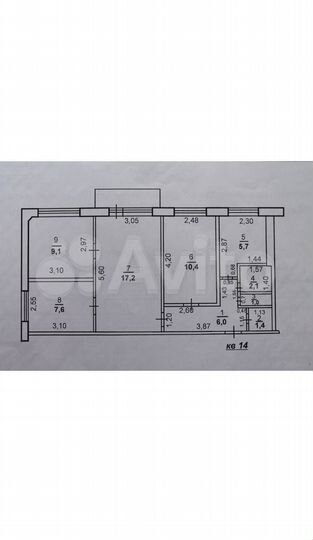 3-к. квартира, 60,5 м², 5/5 эт.