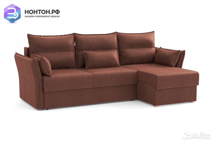 Диван угловой еврокнижка Бруклин коричневый