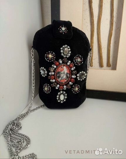 Бархатная черная сумочка с Георгием победоносцем