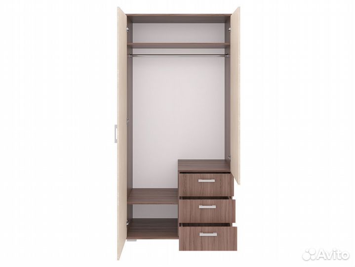 Шкаф 2-х дверный с ящиками и зеркалом шон-14