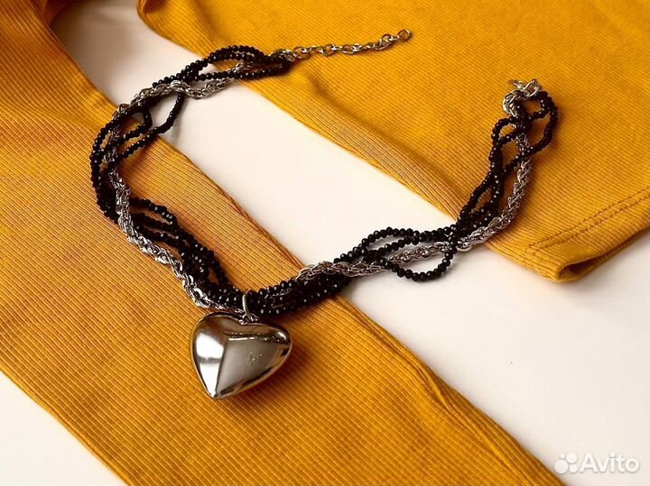 Колье с сердцем серебряное