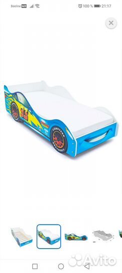 Детская кровать-машинка с матрасом