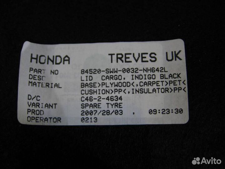 Обшивка багажника Honda CR-V 3 (RE) 2008