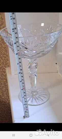 Хрустальная ваза гхз для фруктов на ножке