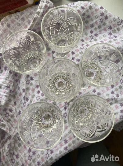 Набор из 6 рюмок в технике алмазной грани,хрусталь