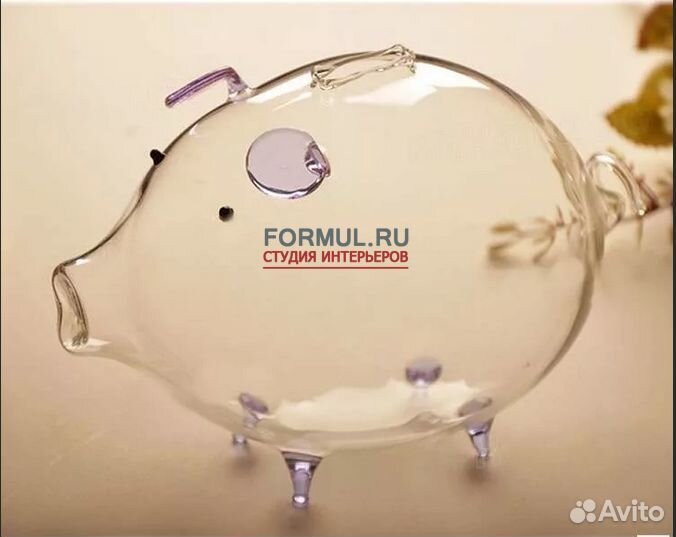 232812 Копилка стеклянная свинка