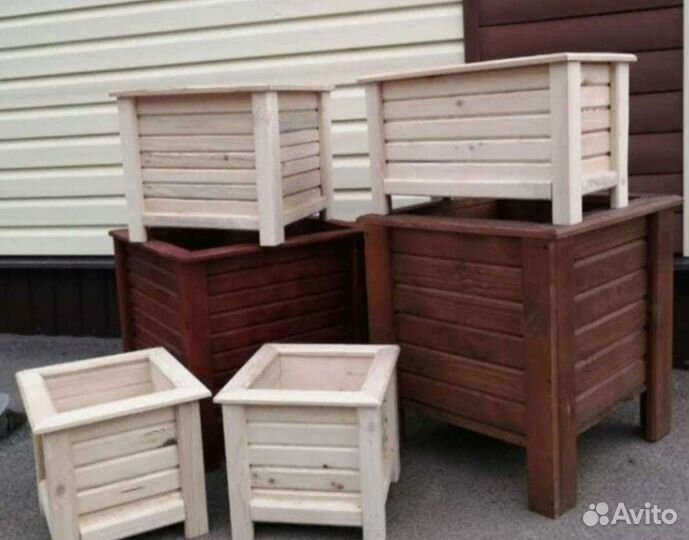 Деревянные уличные кашпо вазоны цветы