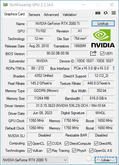 Видеокарта 11GB RTX 2080 Ti Palit GamingPro OC
