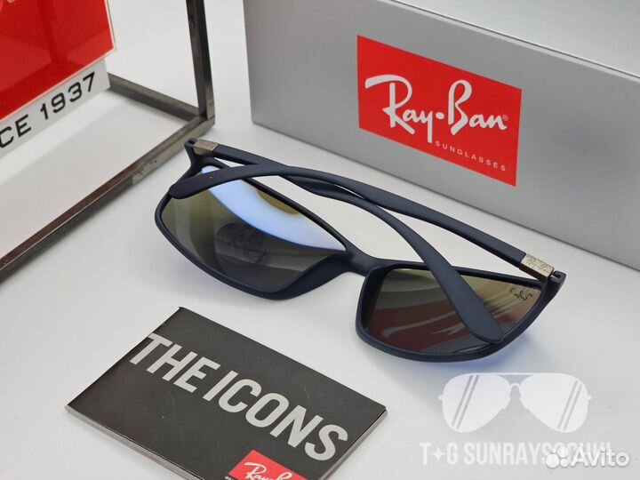 Очки Ray Ban 4179 Liteforce Голубые Зеркальные