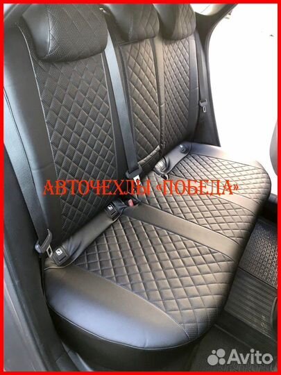 Чехлы Kia Ceed 3 из экокожи чёрные Ромб