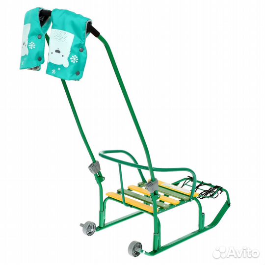 Санки Тимка 3К Т3кр/З2 зеленый с рукавичками