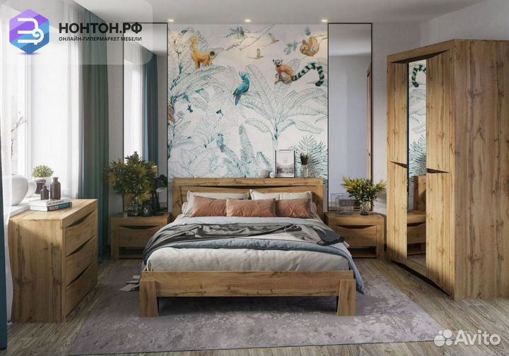 Спальня Паола №1 дуб крафт золото