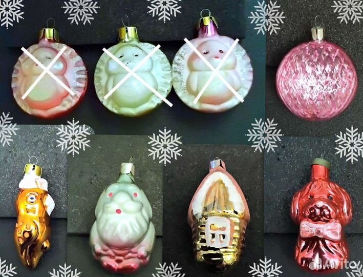 Елочные игрушки, много разных, периода СССР
