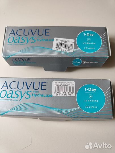 Линзы контактные однодневные acuvue -0.75 и -1.0