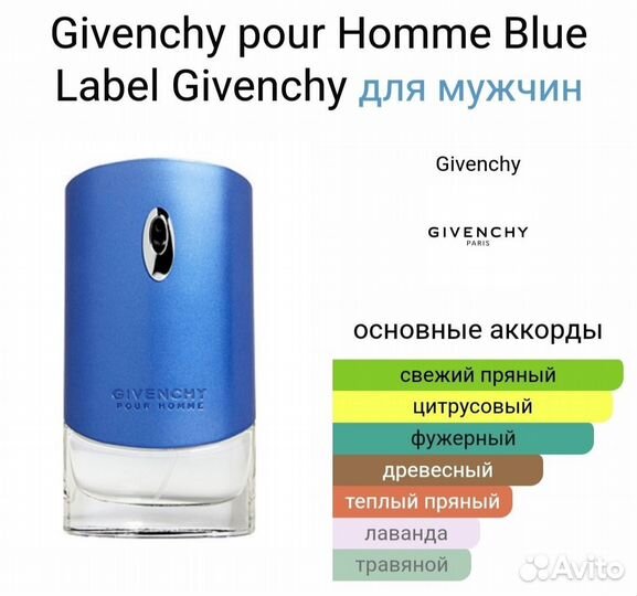 Givenchy pour Homme Blue Label оригинал