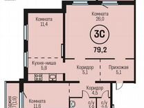 3-к. квартира, 79,2 м², 4/19 эт.