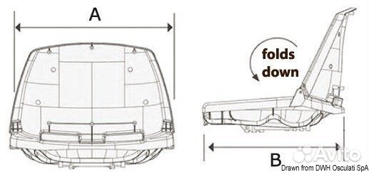 Сиденье из серого полиэтилена со складной спинкой 543 x 466 х 400 мм, Osculati 48.405.01