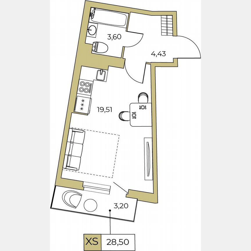 Квартира-студия, 26,9 м², 24/24 эт.