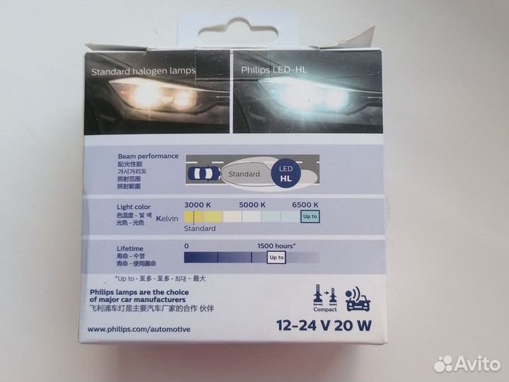 Светодиодные лампы LED philips h7