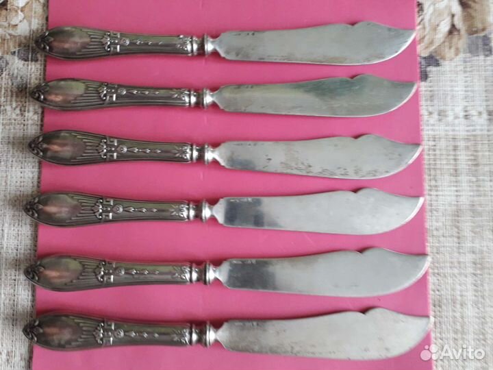 Нож 6 шт. чистое серебро 800 пр. 315гр