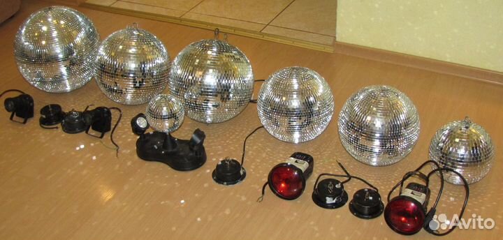 Зеркальные шары 7шт моторы пушки Светомузыка Disco