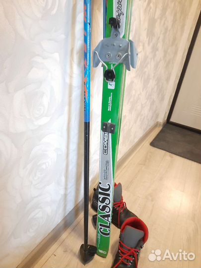 Лыжи 160см, ботинки 35 размер
