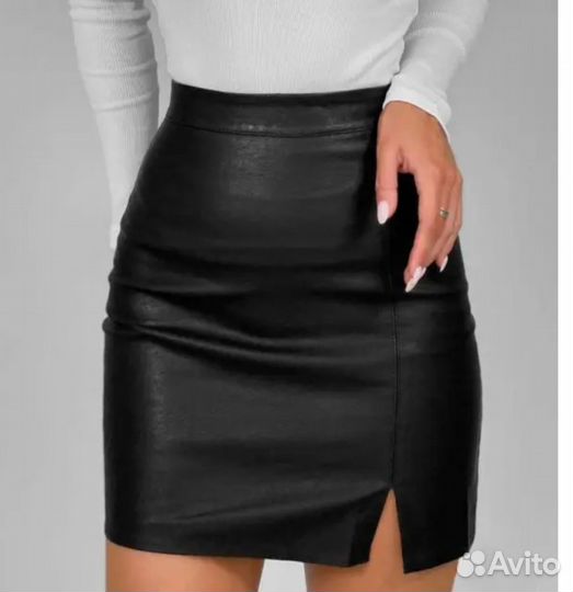 Юбка мини из экокожи