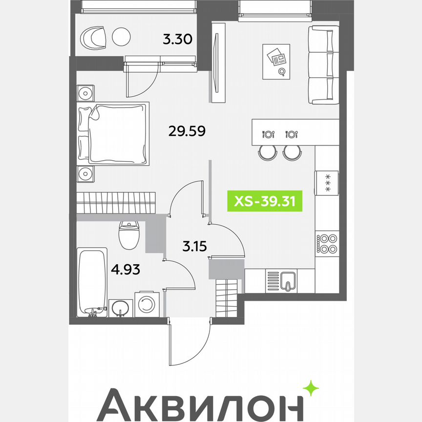 Квартира-студия, 39,3 м², 5/12 эт.