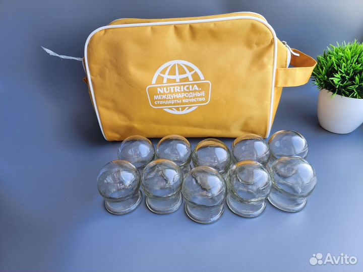 Банки вакуумные стеклянные для массажа+косметичка
